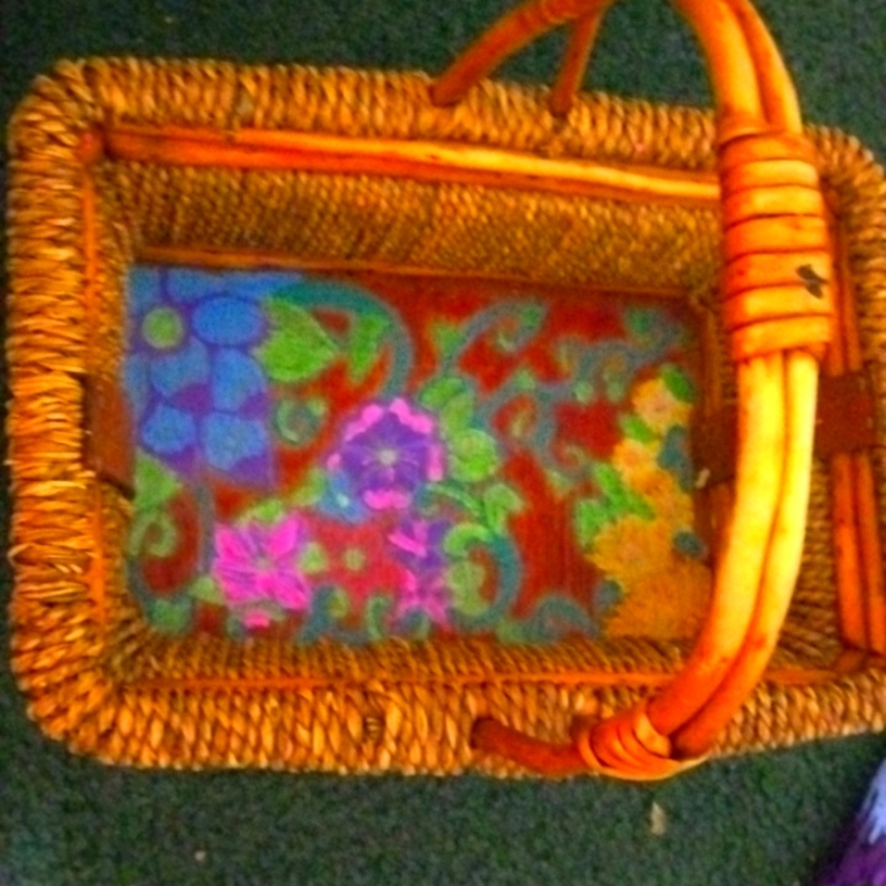 Hand painted storage basket